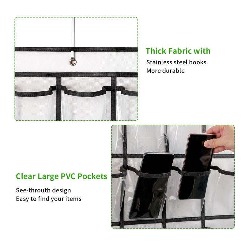ANSTROUT 42 Clear Pockets Classroom Pocket Chart for Cell Phones and Calculator  Pocket Chart Organizer for Classroom Phone Storage Holder with 42 Number Sticker and Hooks (White) - Image 5